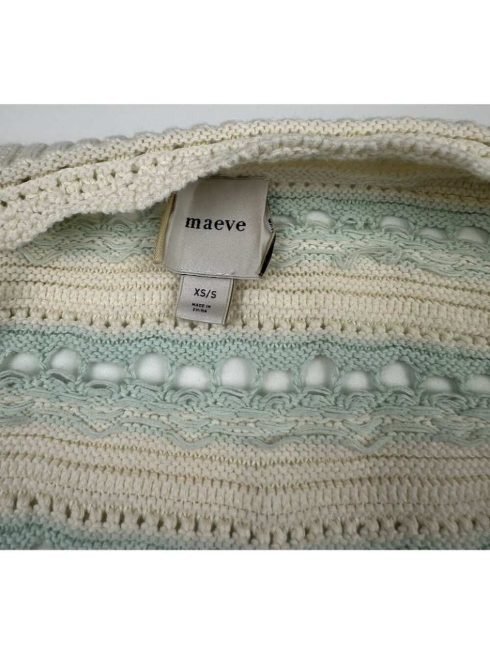 Maeve Open Front Cocoon Cardigan Sweater Knit Blue White Small Oversized - Picture 4 of 11